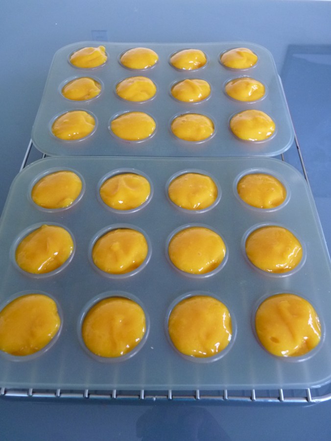 da ist es schon in meinen kleinen Muffinförmchen, fertig zum Einfrieren 