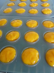 Mano püriert und in kleine Muffin Förmchen eingefroren